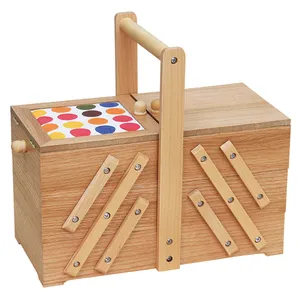 Tiroirs à 3 niveaux Outils d'artisanat en bois Aiguilles Boîte à fil Organisateur de boîte à couture en bois
