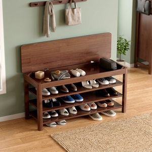 Modern <b>Wood</b> Entryway Bench with Storage Shelf for Home Living Room Furniture - Product Image 3