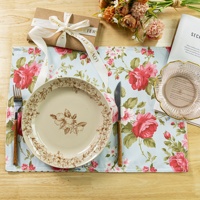 Doppelseitige Polyester-Tischsets Knitterresistent Bedruckte Tischmatten für Messen und Firmenveranstaltungen