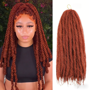 Extensions de tresses synthétiques haute température en une seule pièce, style Big Caterpillar Wig Afro Kinky Twist, pour crochet - Product Image 1