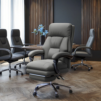 Chaise de bureau en cuir véritable ergonomique pour la maison avec accoudoirs réglables pour étudiant