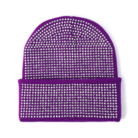 Chapeau en tricot luxueux avec strass, chaud pour l'hiver, pour hommes et femmes