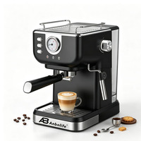 Cafetera Semiautomática Compacta Anbolife, 20 Bares, Medidor de Temperatura, Caldera de Aluminio Fundido a Presión, OEM