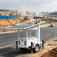 Remorque de sécurité solaire mobile avec mât télescopique, tour de surveillance hors réseau pour chantier avec haut-parleur à klaxon