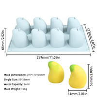 3D Mango Vorm Siliconen Mal Fruit Mousse Cakevorm 8 Holtes Mango Siliconen Bakvorm Banket Chocolade IJs Dessert Gereedschap