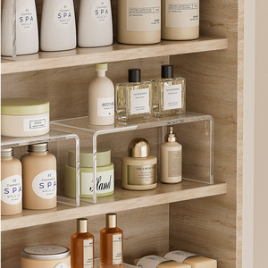 Acrylic Storage Rack Transparent Cabinet Partition <b>Shelf</b> For Bathroom Cosmetics <b>Desktop</b> Organization Standing Type Rectangle - Product Image 2