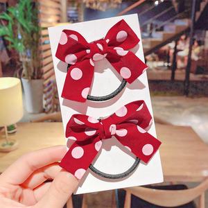 Bracelet de cheveux élastique avec nœud pour filles, queue de cheval, en caoutchouc, rouge, pour nouvel an, décoration pour enfants, nouvelle collection - Product Image 3