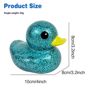 Juguete de baño de bebé listo para ducha suave con logotipo personalizable de pato con lentejuelas flotantes en polvo de vinilo dorado de 10cm <span class=keywords><strong>al</strong></span> por mayor para niños pequeños de goma - Product Image 3