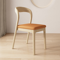 Chaise de salle à manger moderne en bois massif avec coussin en cuir et dossier en bois pour salle à manger familiale, salon – Design