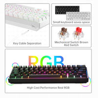 Nuevo Teclado Mecánico Español TK61 de 61 Teclas ABS con Cable para PC Gamer y Oficina, RGB, Interfaz TYPE-C Hot-Swappable, USB de Plástico, para Tablet