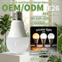Ampoule LED A19 E26 AC110~120V, température tricolore, non dimmable, abat-jour en PC + gobelet en aluminium recouvert de plastique, Ra80, économie d'énergie