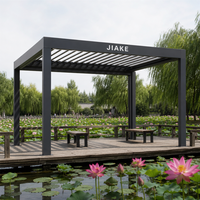 Pergola en aluminium Jiake 6063-T5 avec toit à lames motorisées pour terrasse, jardin, patio, gazebo extérieur, pavillon