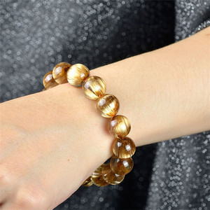 Bracelet en quartz rutilé œil de chat de haute qualité, or, pour homme et femme, cristal naturel authentique - Product Image 3