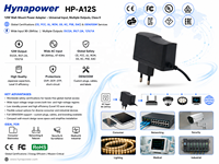 OEM/ODM Adaptor Daya Dinding 12W Input 90-264Vac Output 5/9/12Vdc Kelas II Level VI CE FCC untuk RasPi Hynapower HP-A12S