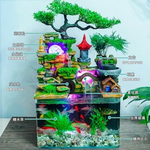 Offrant de grands aquariums avec plantes aquatiques, des rochers artificiels, de l'eau courante, des roues à eau Feng Shui et des poissons décoratifs - Product Image 2