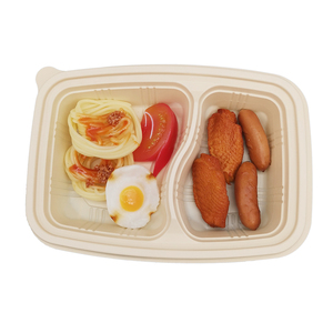 Instock 2 Compartment Biodegradable Corn Starch Fast Food Delivery Lunchbox Microwavable Plastic Disposable Food Containers