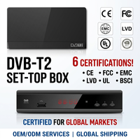 Decodificador Digital H265 con Certificación CE, ROSH, FCC, UL, BSCI, EMC, LVD, Receptor de TV TDT, Decodificador DVB-T2, Receptor de Televisión DVB-T2