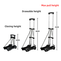 Carretilla de Mano Plegable Ligera de Aluminio/TPR, Capacidad de 88 LB, Ruedas Dobles, para Mudanzas, Compras y Equipaje, Color Negro