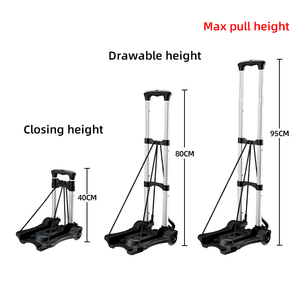 Chariot pliable léger en aluminium/TPR, capacité de 88 lb, deux roues, pour déménagement, courses, bagages, noir - Product Image 2