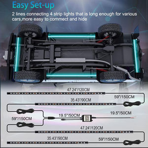 Lampu Strip LED Mobil Eksterior, Lampu Underbody Aksen Neon untuk SUV Multiwarna Kontrol Aplikasi BLE Kit Cahaya Strip LED - Product Image 2