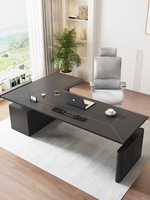 Table d'angle en L électrique réglable en hauteur, surface en cuir, structure métallique, design double face pour e-sport, étude et bureau