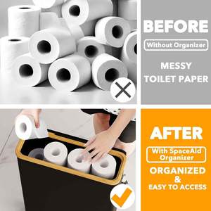 Stockage mince de <span class=keywords><strong>papier</strong></span> hygiénique de conception moderne avec le couvercle peut contenir 24 rouleaux réguliers et 18 méga rouleaux de support de panier conteneur de poubelle - Product Image 4