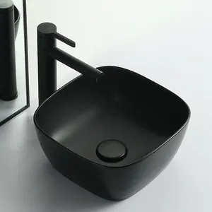Lavabo Porcelana Bunte matte schwarze quadratische Mini-Tischplatte Waschbecken Schüssel Arbeits platte Waschbecken