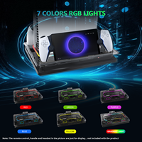 GAMINJA Station de charge rapide RGB ultra-mince en plastique avec refroidissement et supports pour PS5/Slim/Pro (version disque et numérique)