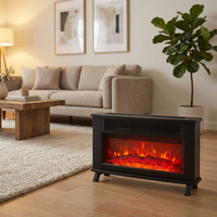 Cheminée électrique autoportante 2000W avec effet de flamme LED, thermostat réglable et protection contre la surchauffe pour la maison et l'hôtel