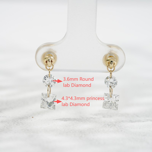 ต่างหูทอง 10k รุ่น Starsgem ประดับเพชรสองเม็ดทรงหยดน้ำ เพชรเลี้ยงในห้องปฏิบัติการ - Product Image 6