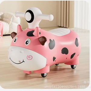 Childrens Ride On Car Cow Shape Plastic Four Wheel Twist Vehicle With Lights Music For 2 To 4 Years Old Unisex Toy - Product Image 3
