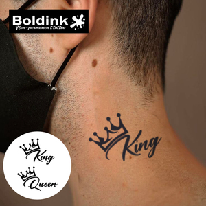 Tatouage semi-permanent Boldink personnalisé, motif couronne de roi et de reine, pour le cou et le corps, imperméable, longue durée (2 semaines), encre Jagua Juice - Product Image 2