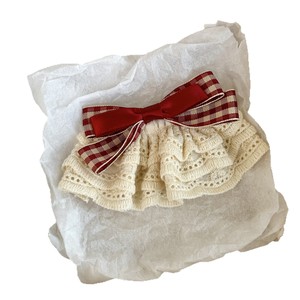 Sweet strawberry jam red plaid <b>bow</b> skirt hair <b>clip</b> for girls, cute lace ruffled ponytail <b>clip</b> - Product Image 5