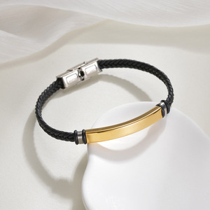 European and American Cross-border OEM Classic Imitation Leather <b>Bracelet</b> Women's Twist Woven <b>Bracelet</b> Couple's Hand <b>Rope</b> - Product Image 2