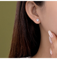 Boucles d'oreilles clous en argent sterling S925 avec zircon, mini cœurs, étoiles, fleurs, carrés, ronds, triangles, bijoux de piercing pour cartilage
