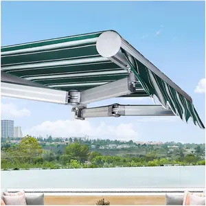 Customized hot sale retract awning wind proof curved retractable awning outdoor QC control curved outdoor shades