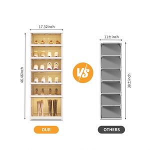 Organisateur de chaussures en plastique personnalisable à 9 niveaux, armoire à chaussures en plastique facile à installer, organisateur de chaussures pliable en une seule pièce - Product Image 2