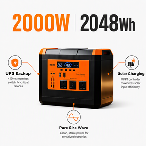 Estación de Energía Portátil de 2000W con Batería LiFePO4, UPS de Onda Sinusoidal Pura, Estación de Energía Solar Portátil, Banco de Energía - Product Image 1