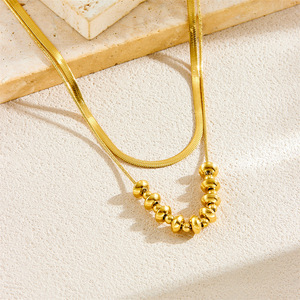 สร้อยคอโซ่ลายงูประดับลูกปัดชุบทอง ของขวัญเครื่องประดับแฟชั่น - Product Image 2