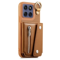 Étui de téléphone de style portefeuille antichoc pour Moto Edge 60 Fusion/Edge 60 Stylus/G15/G05/E15, coque arrière avec fermeture éclair