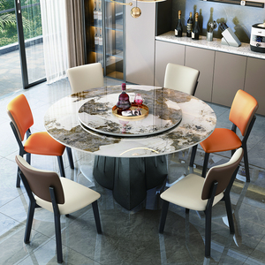 Tavolo da pranzo in marmo italiano di lusso moderno nuovo Design circolare stabile in acciaio inox mobili per ville alberghi appartamenti - Product Image 4