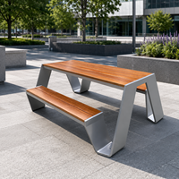Table de jardin avec banc intégré, structure en acier antirouille, mobilier de loisirs d'extérieur