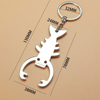 Porte-clés ouvre-bouteille avec logo personnalisé, ouvre-bière en forme de homard en alliage de zinc, cadeau de promotion