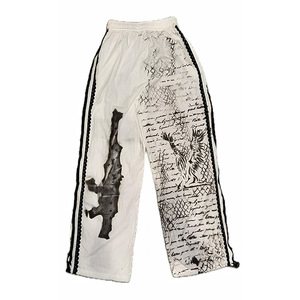Joggers de course sublimés à jambe large pour hommes, 500 g/m², 100 % coton molletonné, style ample infroissable avec bande latérale, nouveauté été - Product Image 2