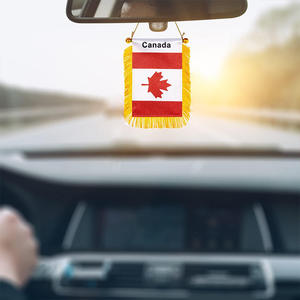 États-unis Canada mexique pour la coupe du monde drapeau en satin imprimé numérique Mini drapeau avec rétroviseur de voiture ventouse pendentif gland pour - Product Image 3