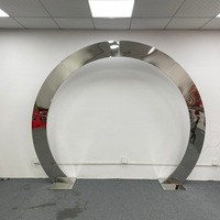 Miroir sur pied en acier inoxydable doré, arche circulaire, cadre de fond de scène pour mariage, décoration d'événements et de cérémonies, vente en gros