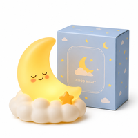 Veilleuse LED personnalisée en vinyle ABS, motif lune et nuage, avec base, lumière douce et chaude pour la décoration de chambre