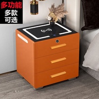 Haut en verre trempé intelligent, trois tiroirs de rangement, commande tactile, haut-parleurs BT, chargeur sans fil, Table de chevet, veilleuse à Induction