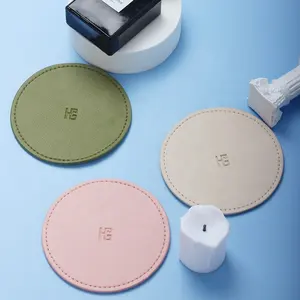 Precio de fábrica personalizado sublimación PU posavasos de cuero manteles individuales para tazas de mesa posavasos de madera para decoración del hogar posavasos de cocina