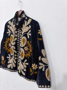 Handmade Suzani Embroidered Velvet Robe <b>Coat</b> Bohemian Floral Long <b>Cardigan</b> Women Festival Overcoat Low MOQ Supplier - Product Image 3